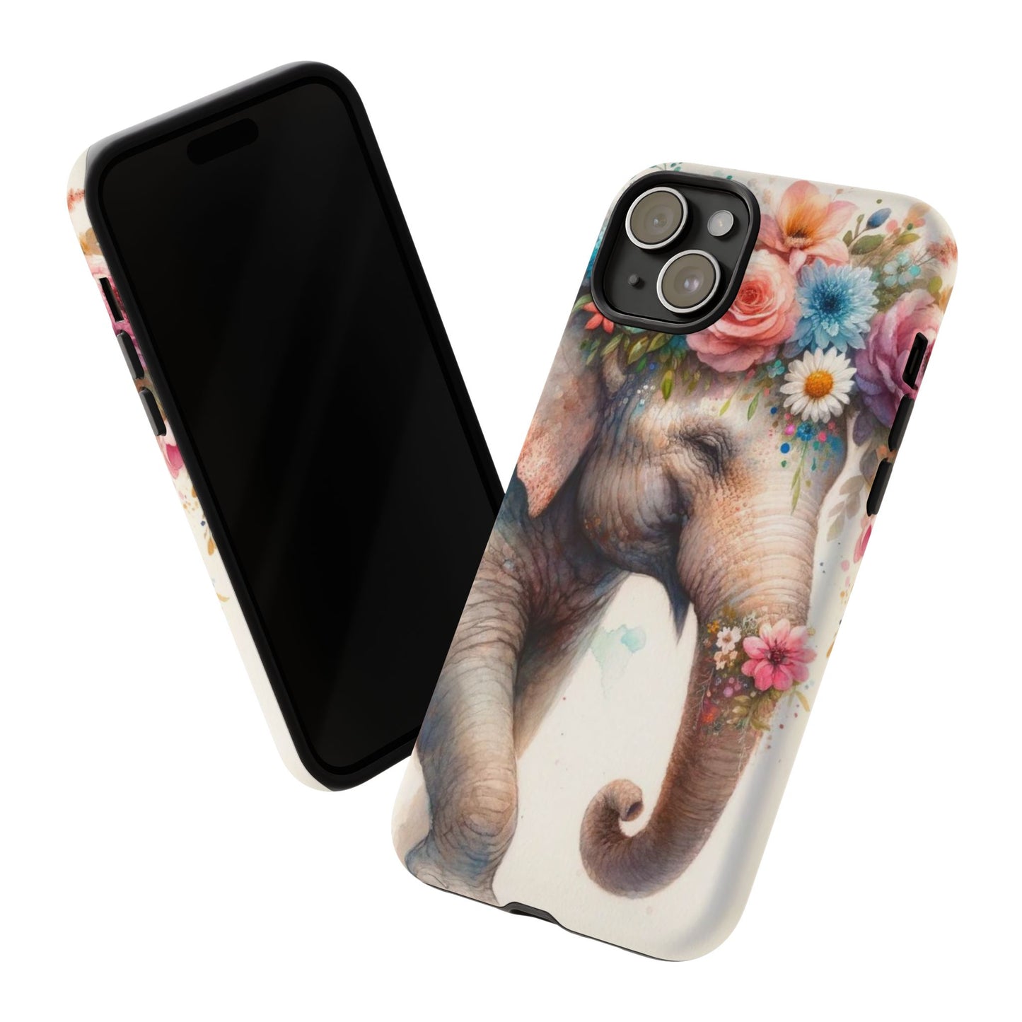 Joyful Floral Elephant Mobile Cover – Whimsical Watercolor Art