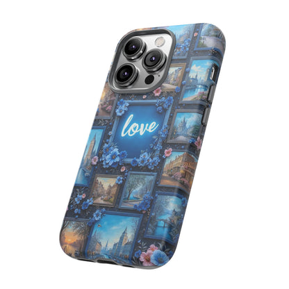 Blue Floral Love Frame Phone Case
