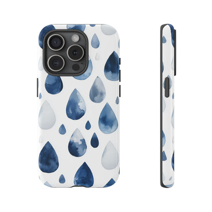 Indigo Rain Drops Watercolor Phone Case for iPhone, google Pixel & Samsung