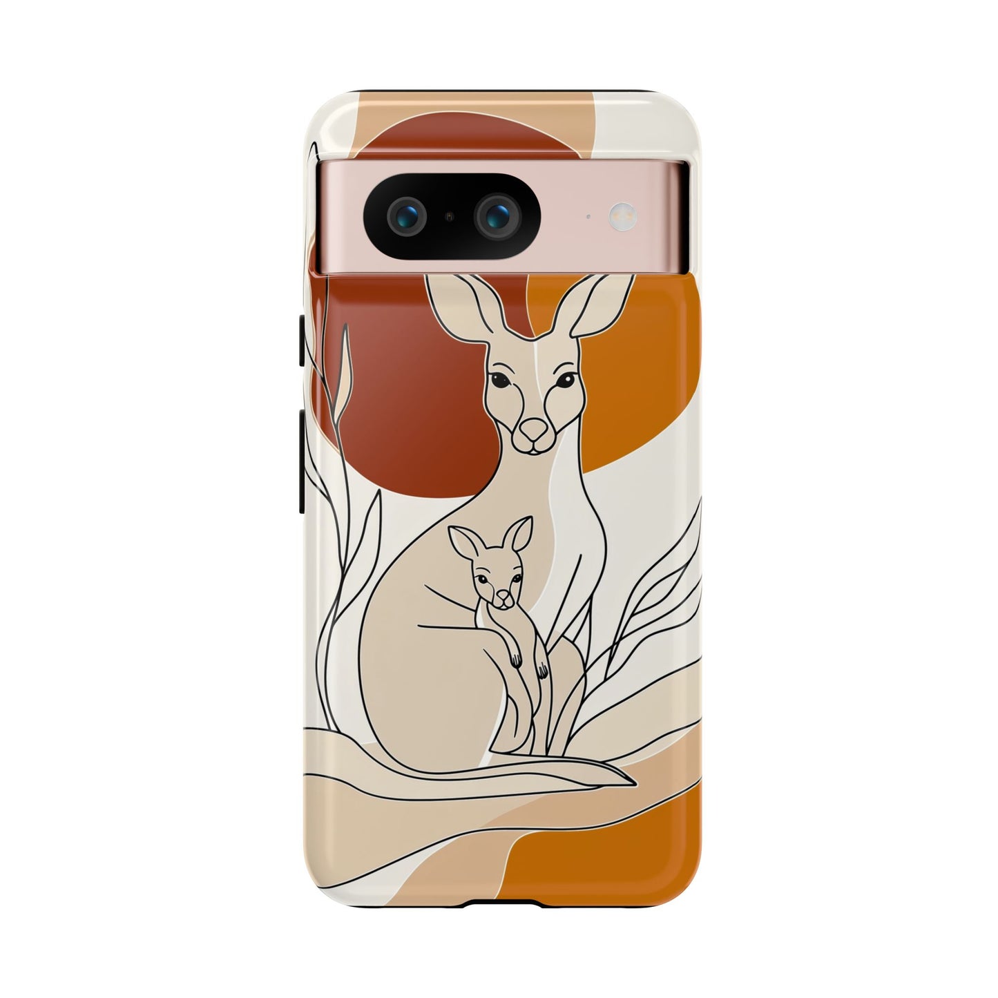 Outback Love: Kangaroo & Joey Line Art Phone Case for iPhone, Samsung & Pixel