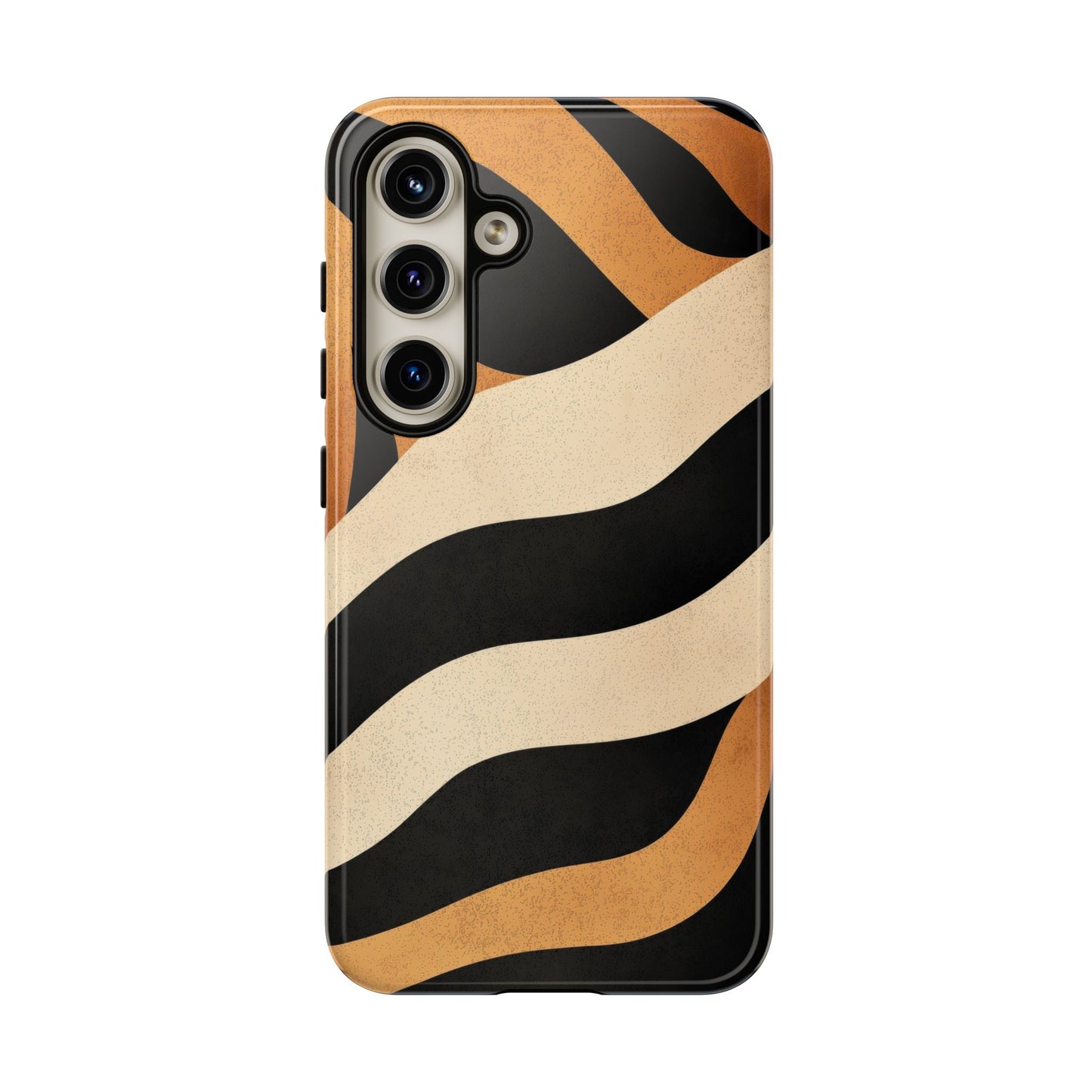 Bold Tiger Stripes Phone Case – Black, Orange & Cream Perfect for iPhone, Samsung & Google Pixel