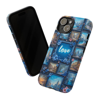 Blue Floral Love Frame Phone Case