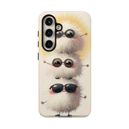 Stacked Fluff Squad Phone Case – Kawaii Anime Creatures with Sunglasses, iPhone, Samsung & Google Pixel Case