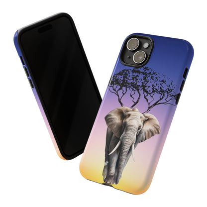 Surreal Elephant Tree Mobile Cover – Dreamy Sunset Fantasy