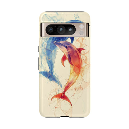 Elemental Dolphins: Fire & Water Fusion Phone Case for iPhone, Samsung & Pixel