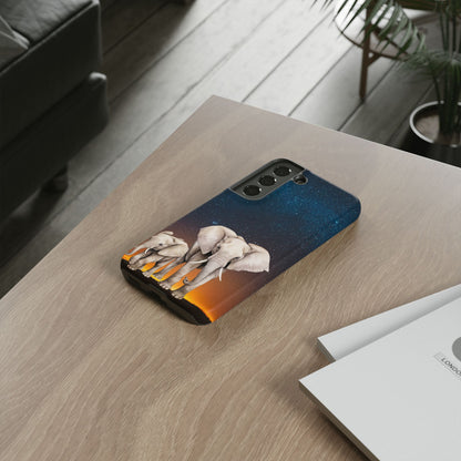 Starry Safari Elephant Family Mobile Cover – Cosmic Wildlife Aesthetic