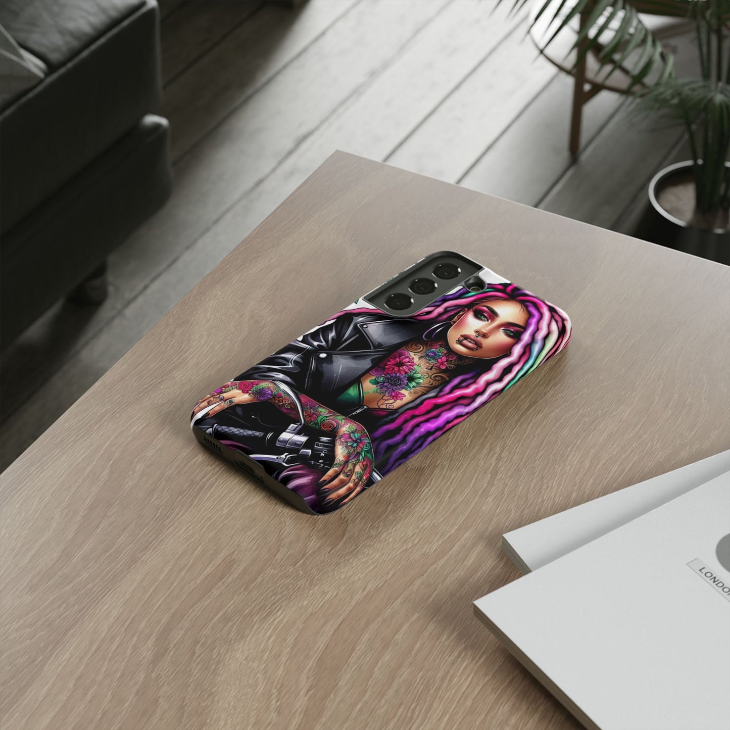 Neon Rebel – Vibrant Biker Queen Mobile Cover