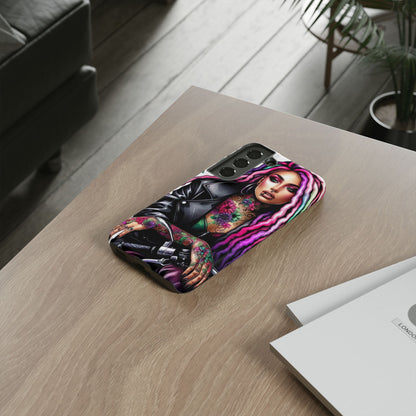 Neon Rebel – Vibrant Biker Queen Mobile Cover