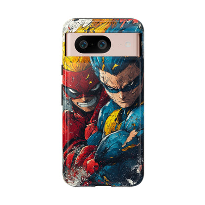 Comic Clash: Superhero Duo | Action, Power, Justice, Heroes, Manga Style Phone Case for iPhone, Samsung & Pixel