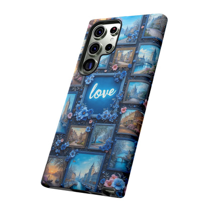 Blue Floral Love Frame Phone Case