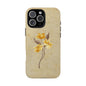 Minimal Vintage Floral Phone Case – Yellow Flower on Beige | iPhone, Samsung & Pixel