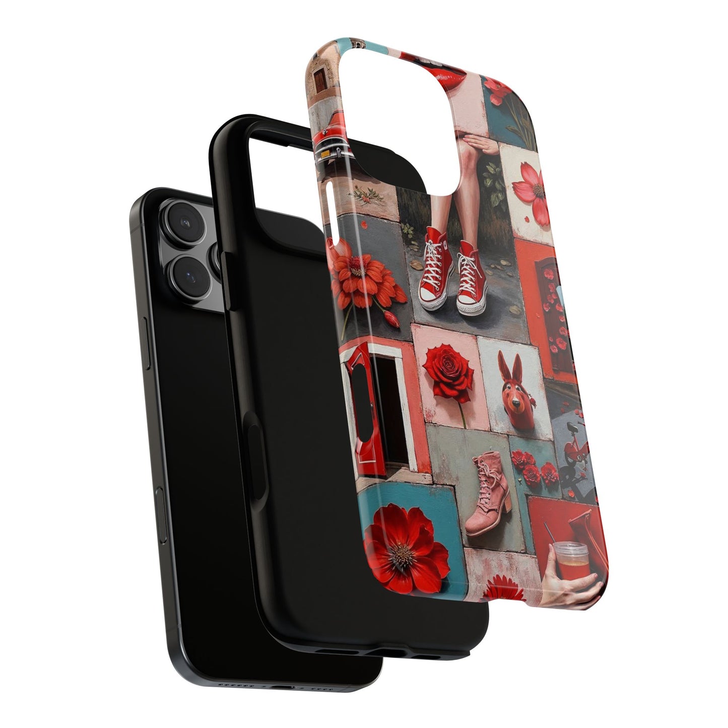 Red Sneakers & Roses Collage Phone Case