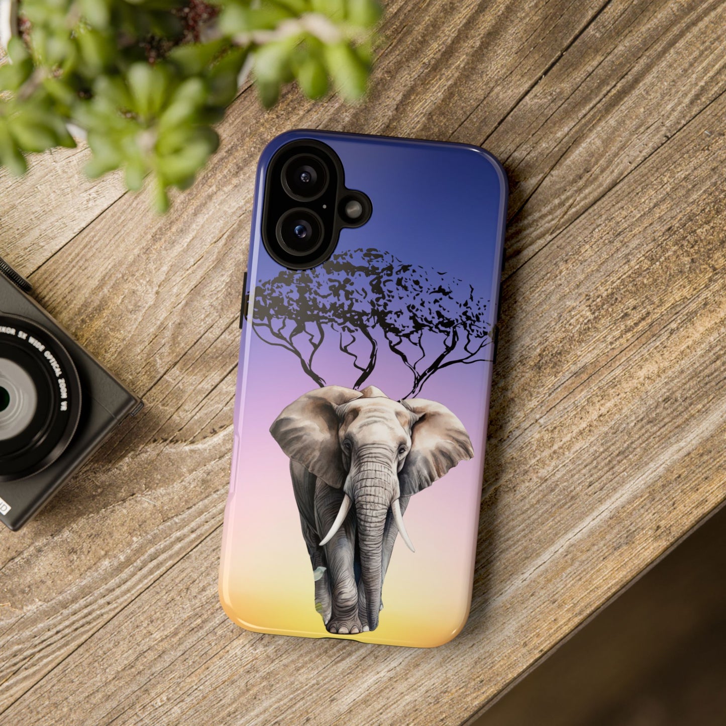 Surreal Elephant Tree Mobile Cover – Dreamy Sunset Fantasy