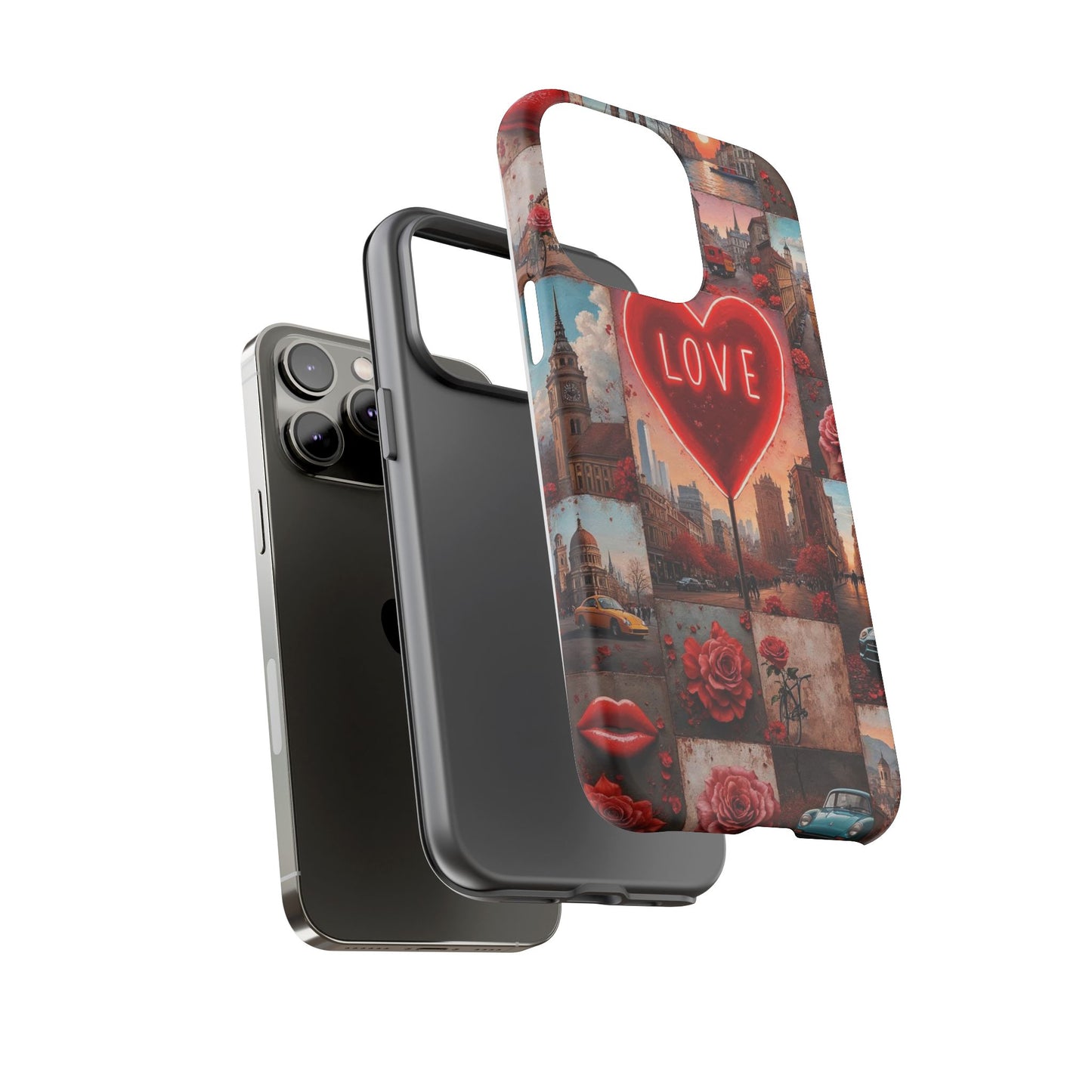 Neon Love Heart & Rose Phone Case