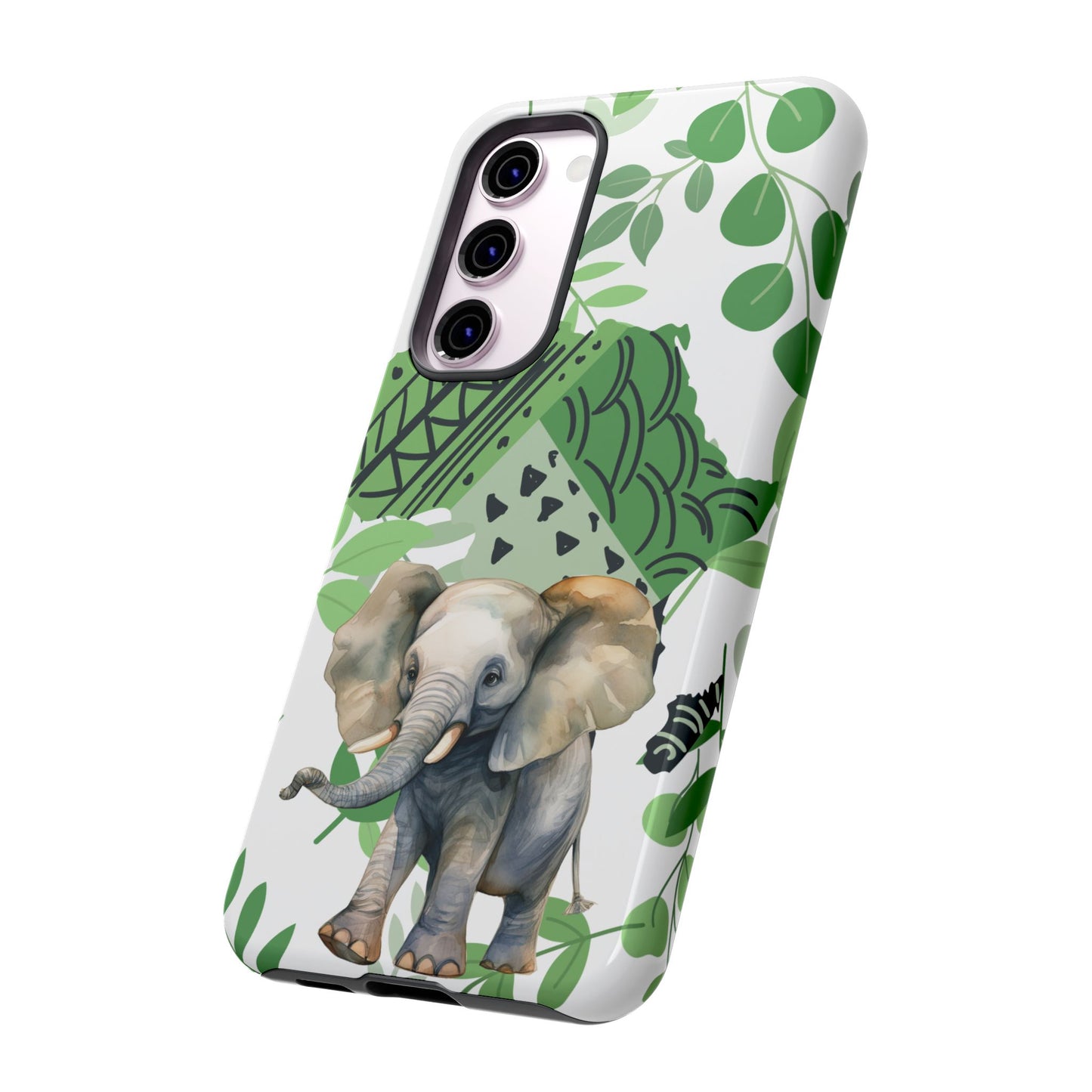Playful Baby Elephant Mobile Cover – Tropical Boho Art