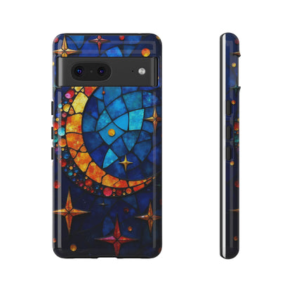 Celestial Crescent: Moon and Stars in Color