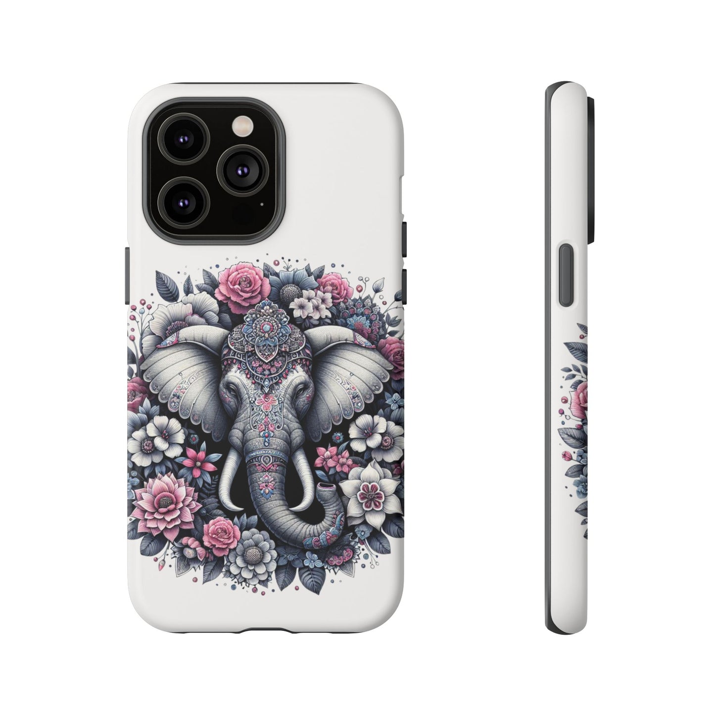 Ornate Floral Elephant Mobile Cover – Elegant Bohemian Art