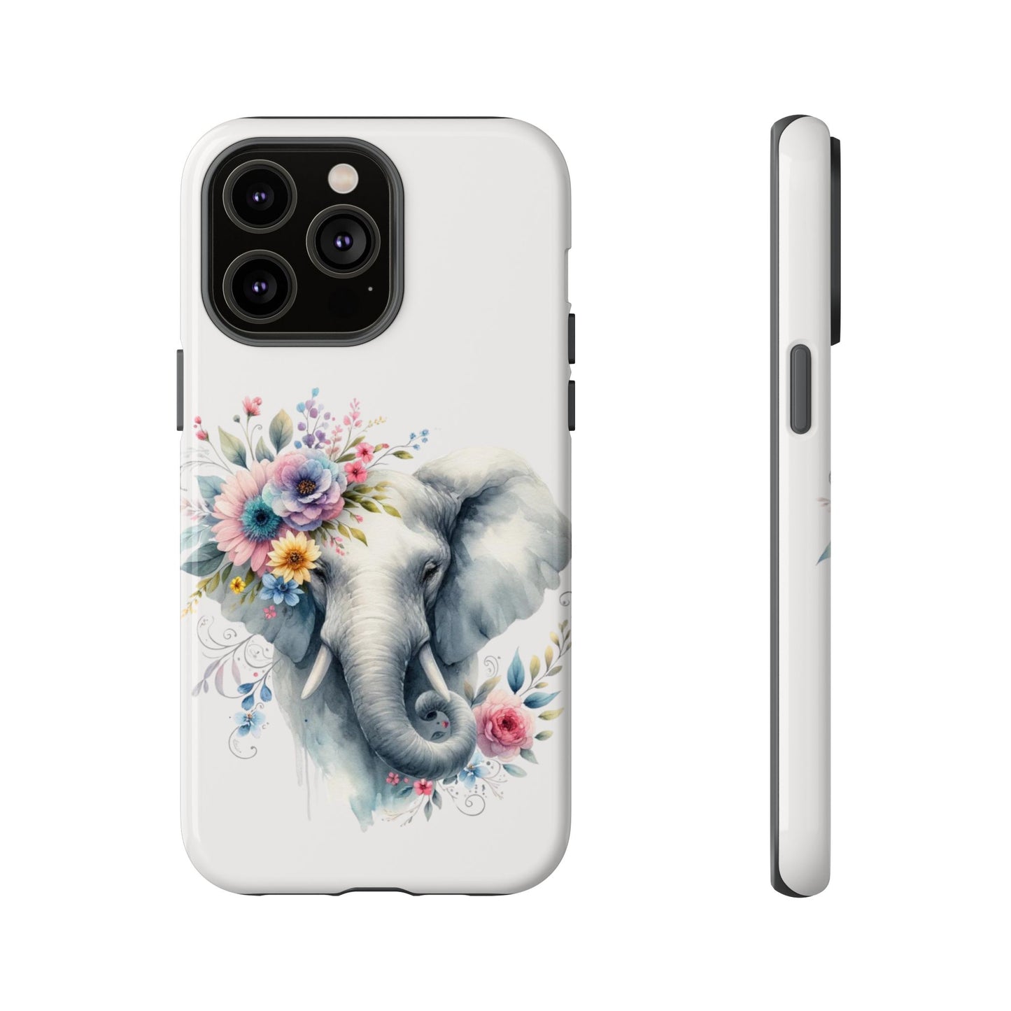 Floral Elephant Mobile Cover – Elegant Watercolor Art