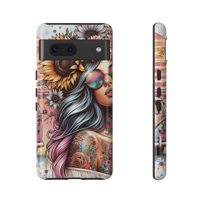 Retro Boho Wanderer – Sunflower Hippie Van Mobile Cover