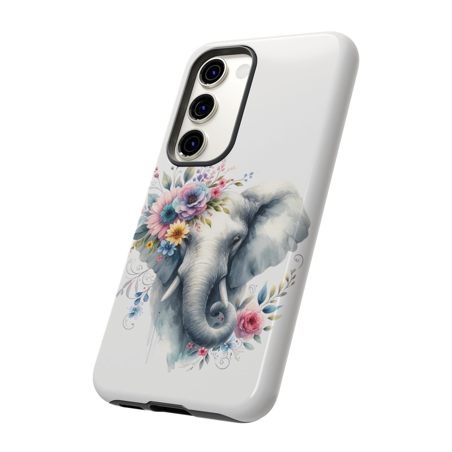 Floral Elephant Mobile Cover – Elegant Watercolor Art