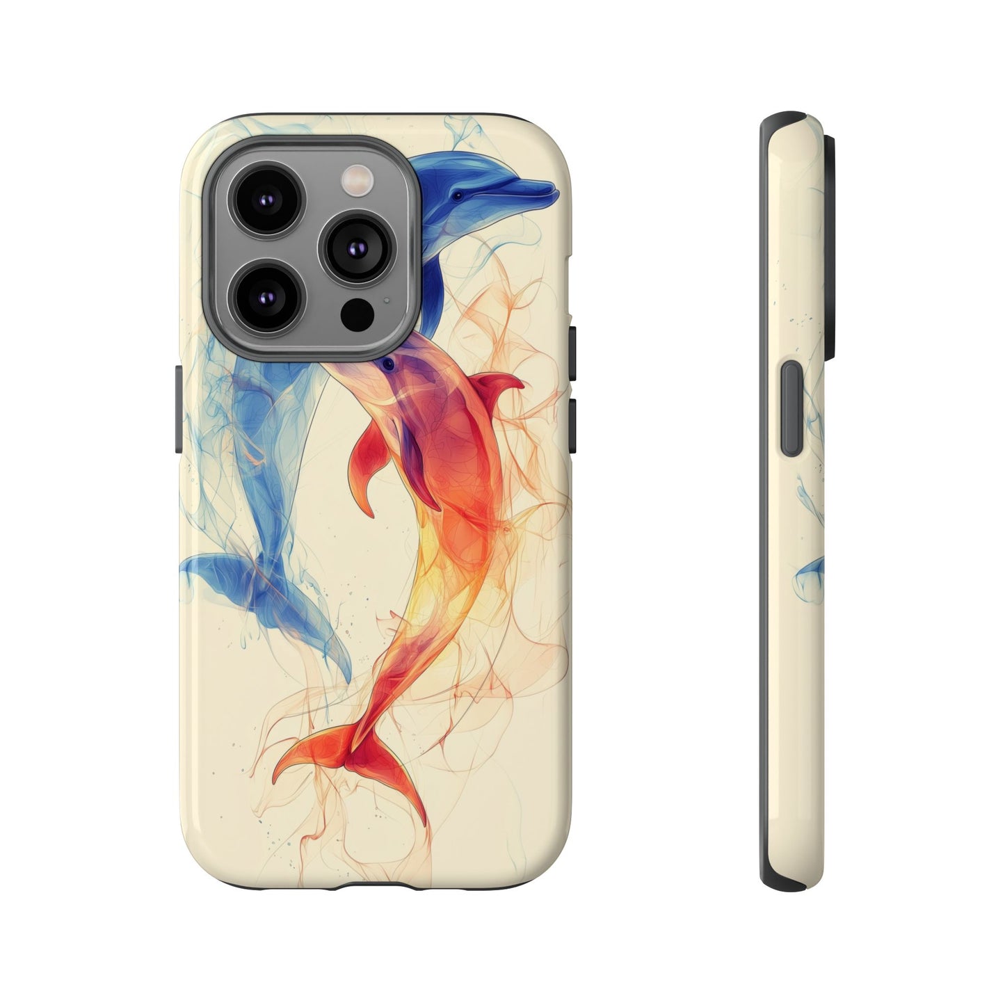 Elemental Dolphins: Fire & Water Fusion Phone Case for iPhone, Samsung & Pixel
