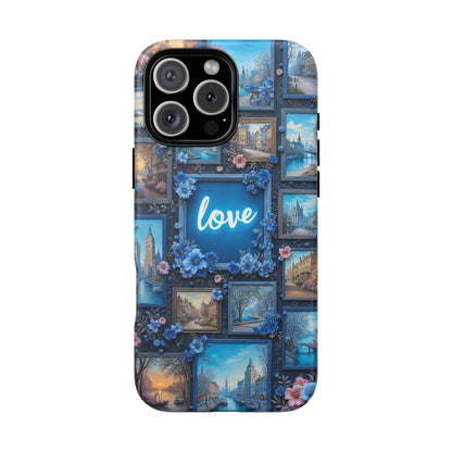 Blue Floral Love Frame Phone Case