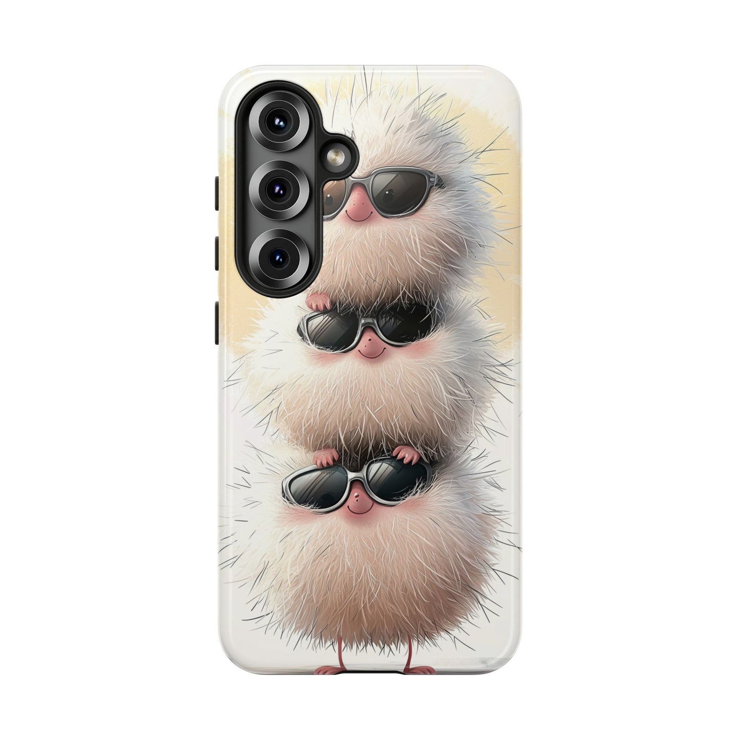 Fluffy Stack Anime Phone Case – Cute Furry Creatures with Sunglasses, Kawaii Aesthetic Design for iPhone, Samsung & Google Pixel