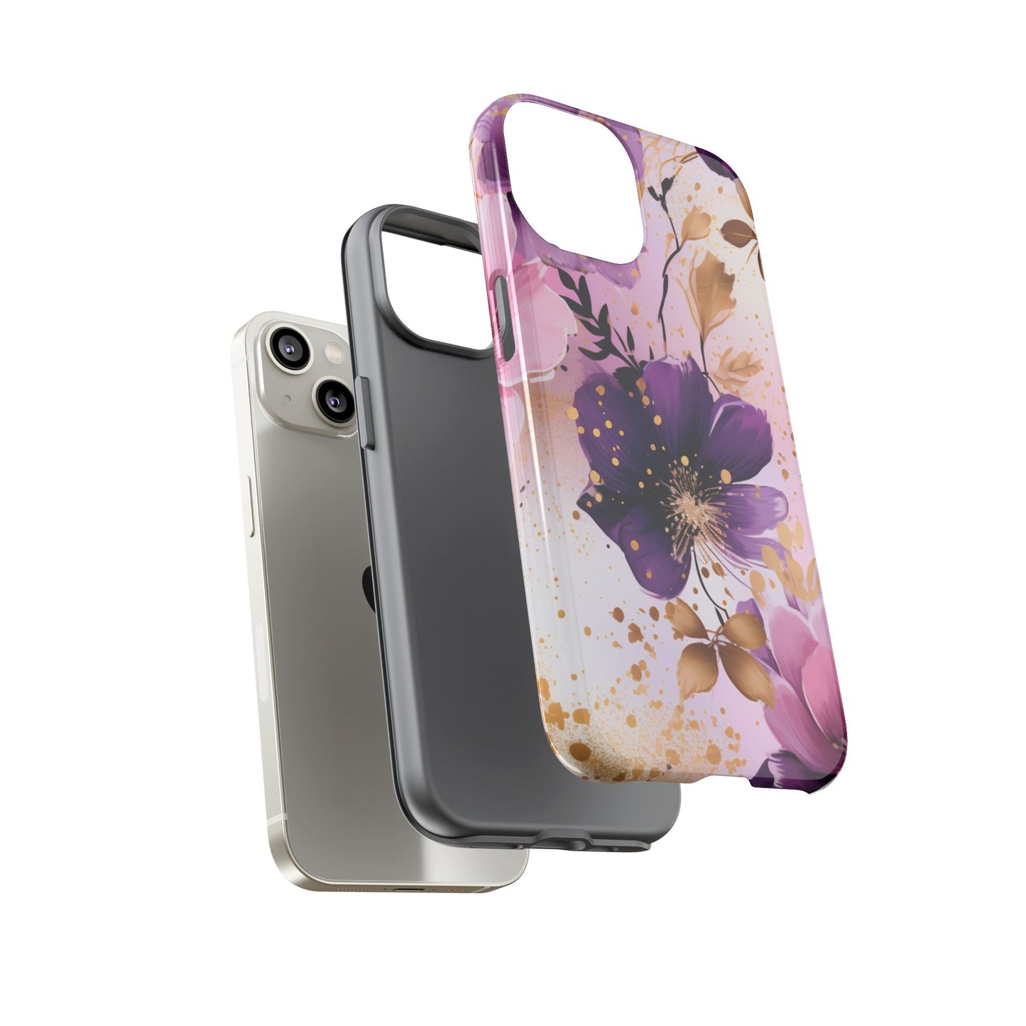 Luxury Purple & Gold Floral Aesthetic Mobile Case