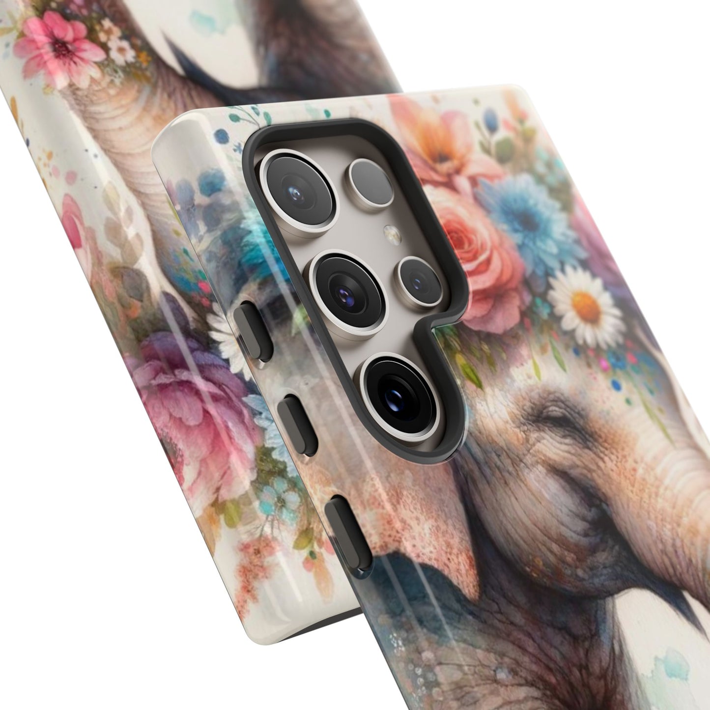 Joyful Floral Elephant Mobile Cover – Whimsical Watercolor Art
