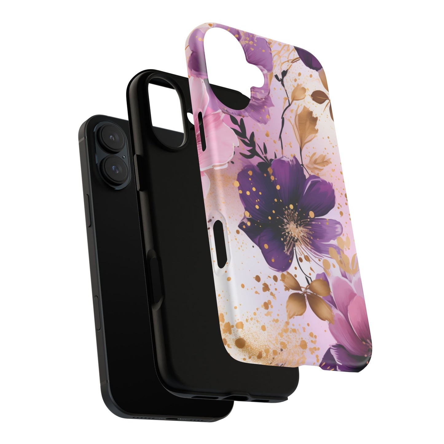 Luxury Purple & Gold Floral Aesthetic Mobile Case