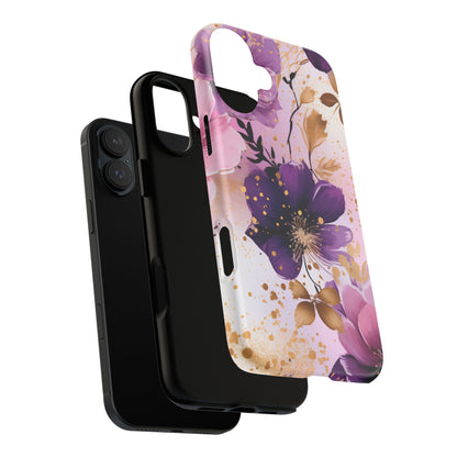 Luxury Purple & Gold Floral Aesthetic Mobile Case