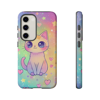 Rainbow Galaxy Cat Phone Case – Cute Anime Aesthetic for iPhone, Google Pixel & Samsung