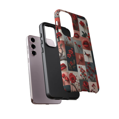 Red Flowers & Lips Collage Phone Case