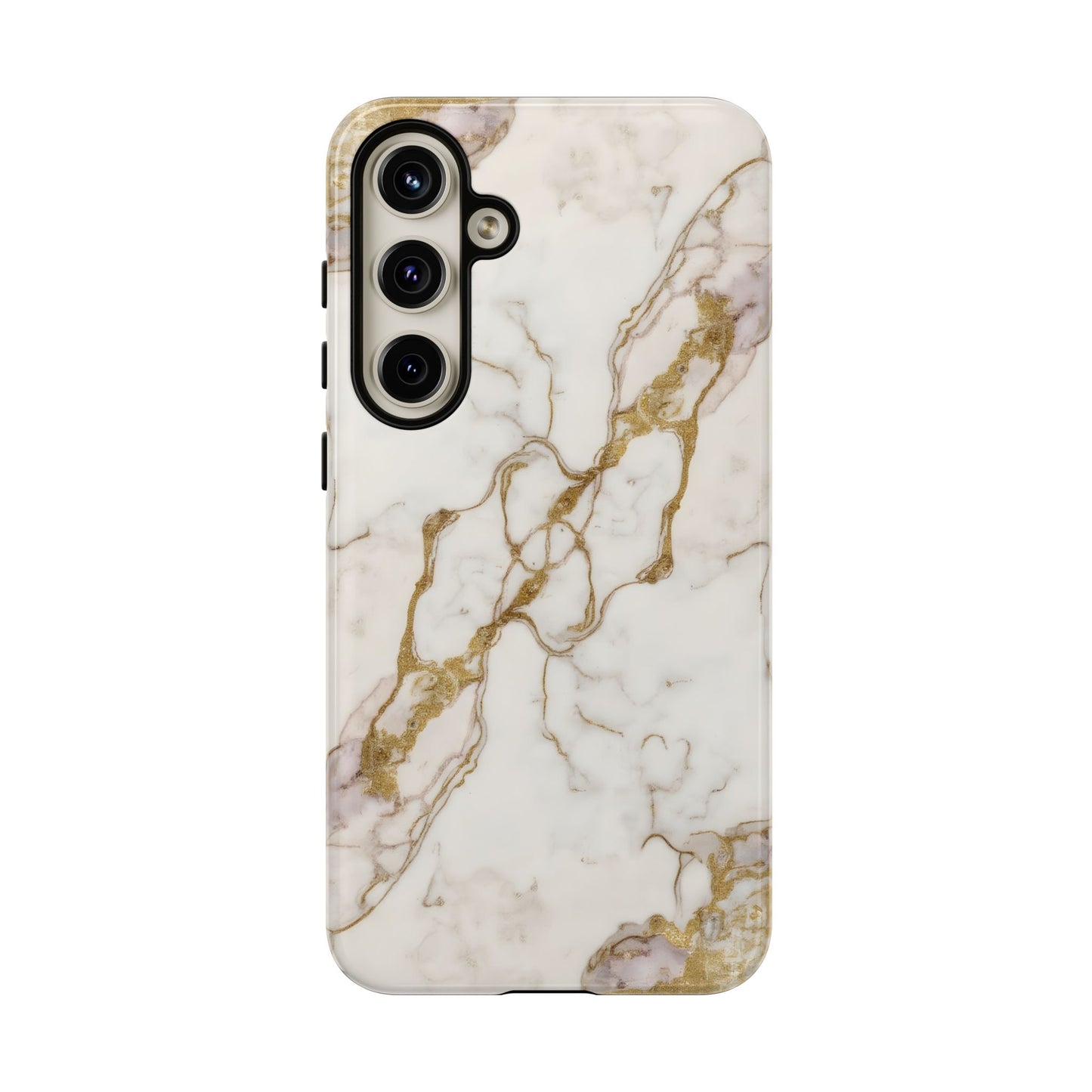 Elegant White and Gold Marble Case Design