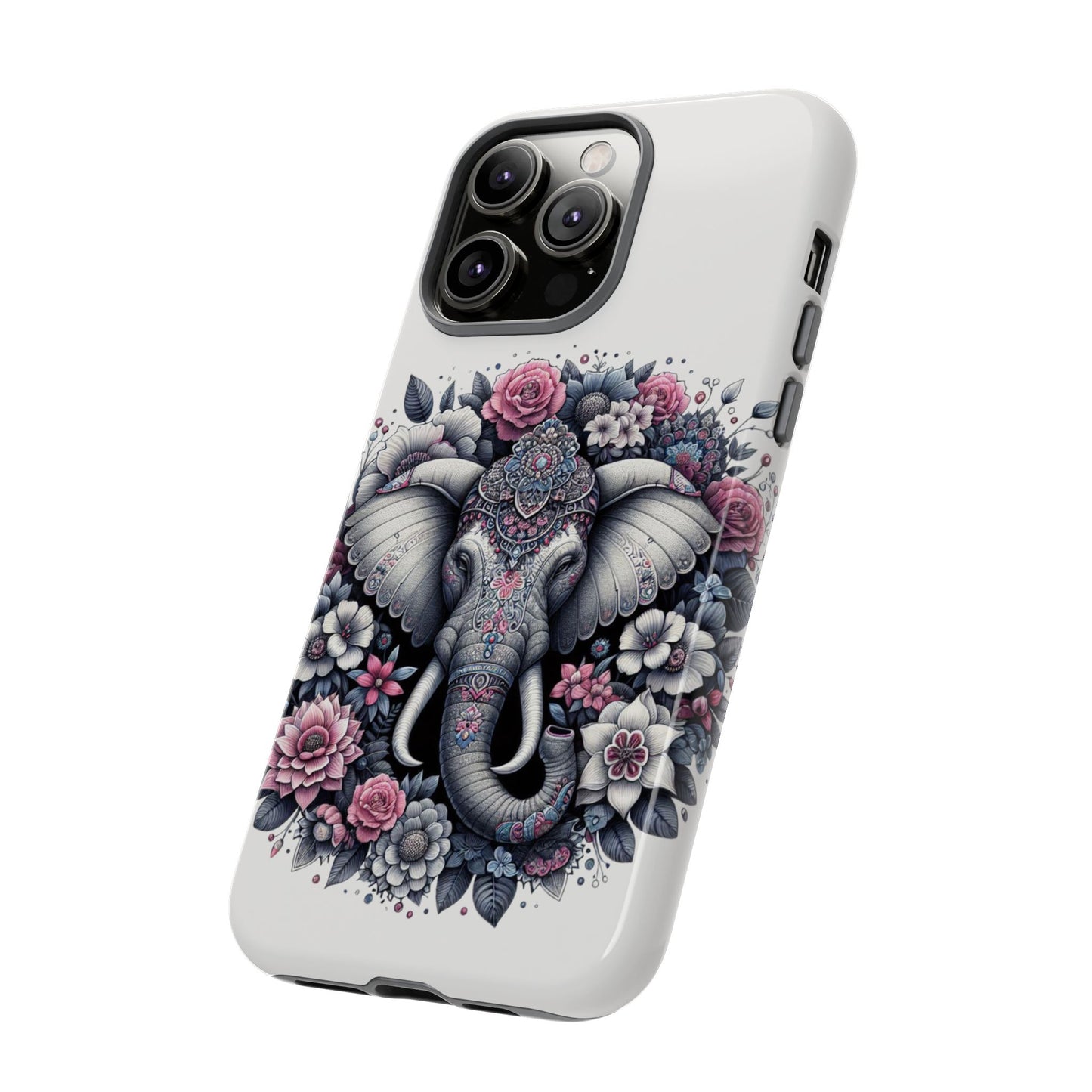 Ornate Floral Elephant Mobile Cover – Elegant Bohemian Art