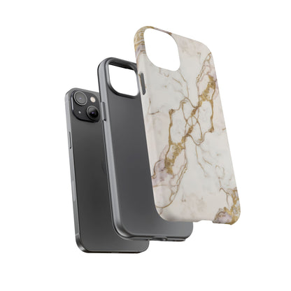 Elegant White and Gold Marble Case Design