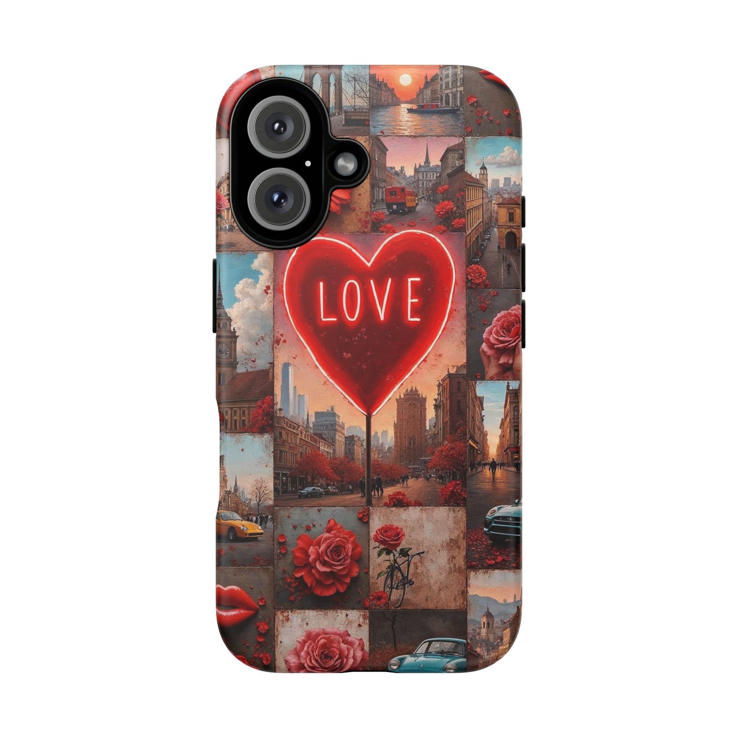 Neon Love Heart & Rose Phone Case