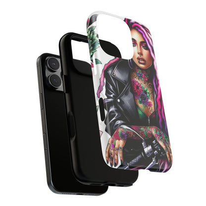 Neon Rebel – Vibrant Biker Queen Mobile Cover