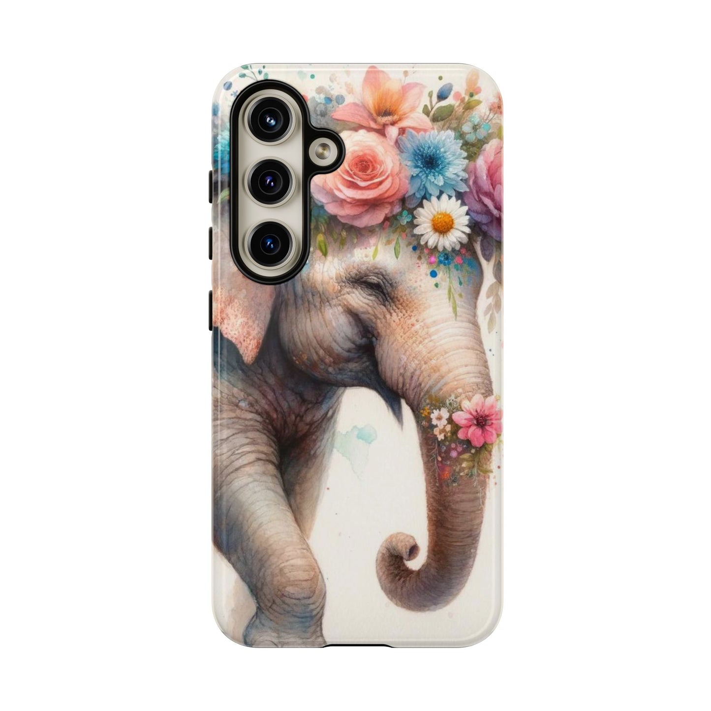Joyful Floral Elephant Mobile Cover – Whimsical Watercolor Art