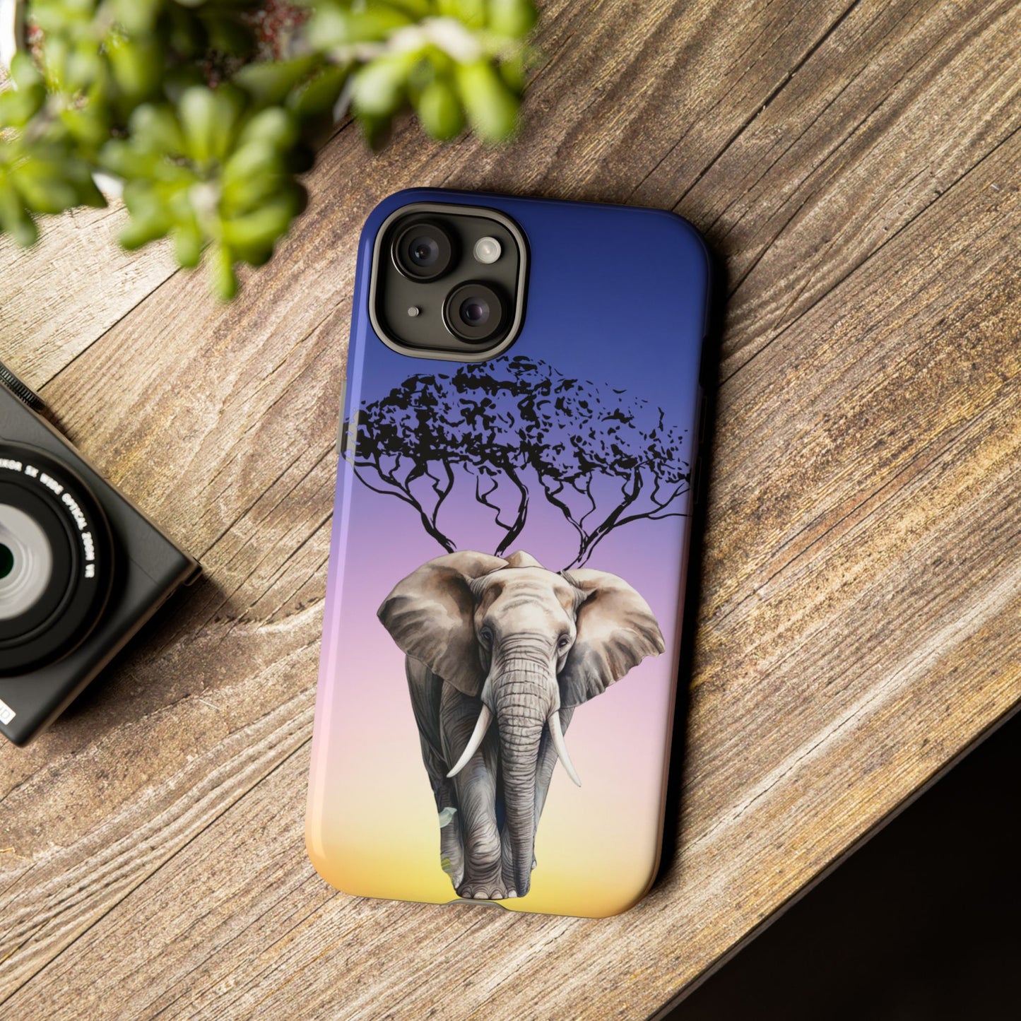 Surreal Elephant Tree Mobile Cover – Dreamy Sunset Fantasy