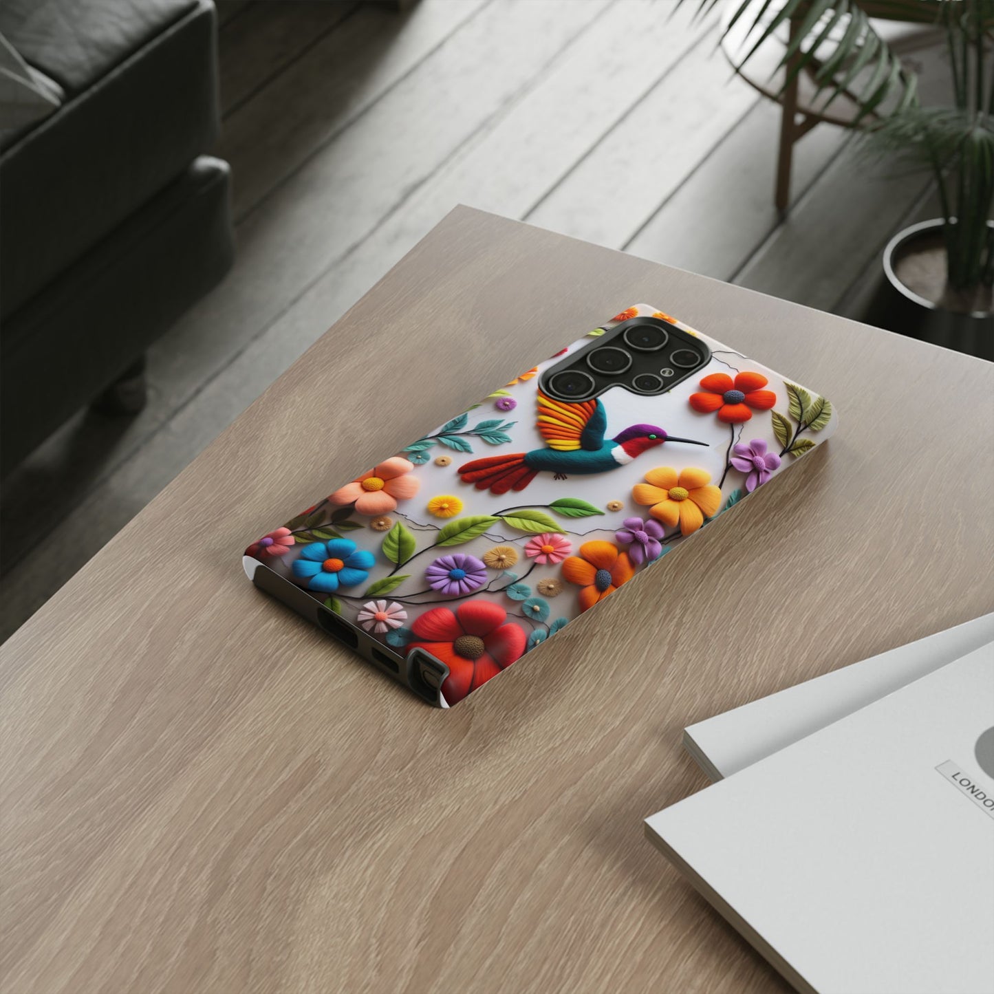 Embroidered Hummingbird with Floral Design | Nature's Elegant Stitch
