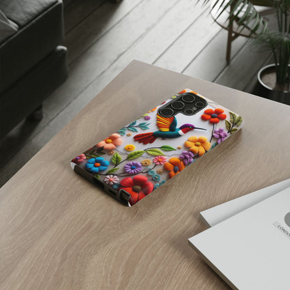 Embroidered Hummingbird with Floral Design | Nature's Elegant Stitch
