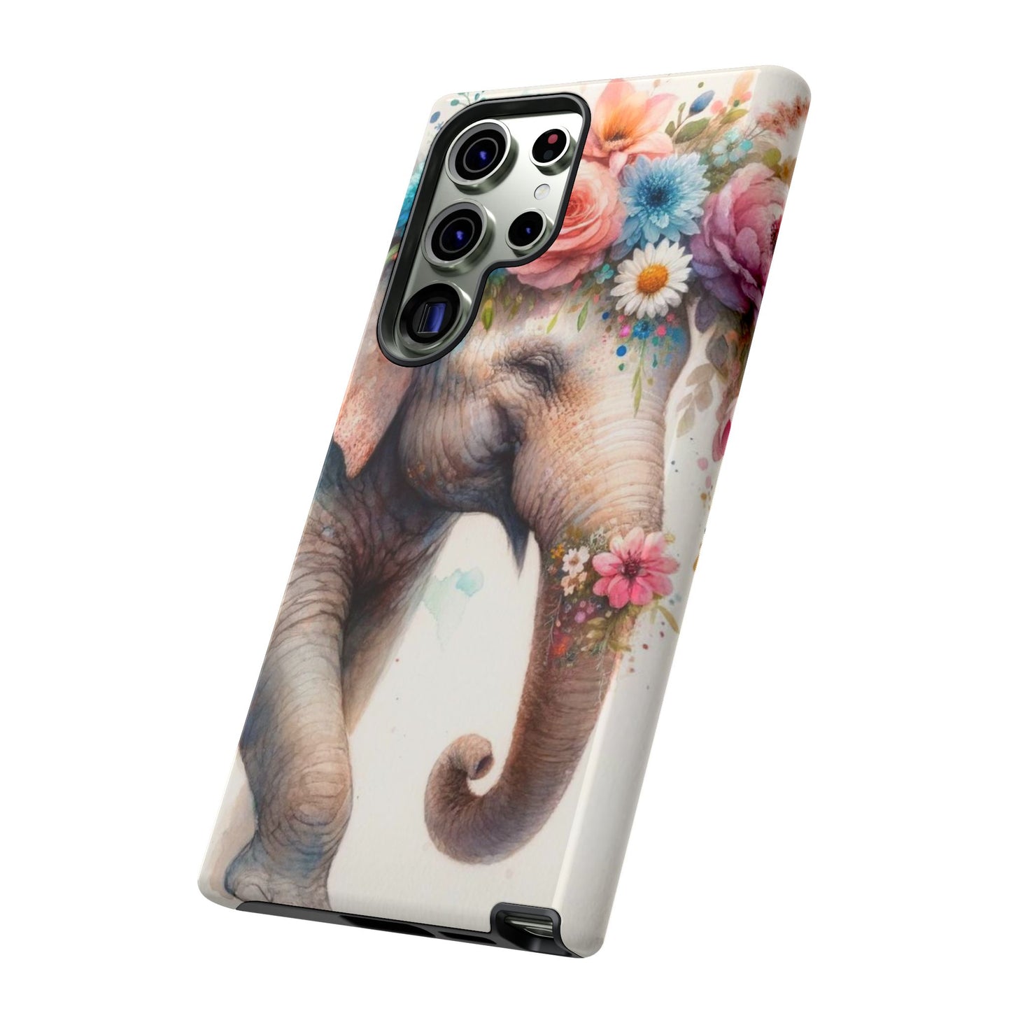 Joyful Floral Elephant Mobile Cover – Whimsical Watercolor Art