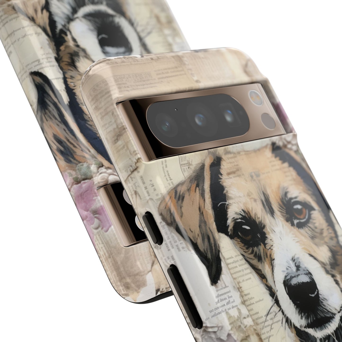 Vintage Collage Dog Portrait Mobile Cover – Artistic Mixed Media Design