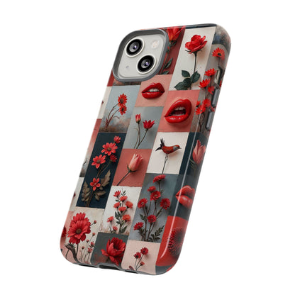 Red Flowers & Lips Collage Phone Case