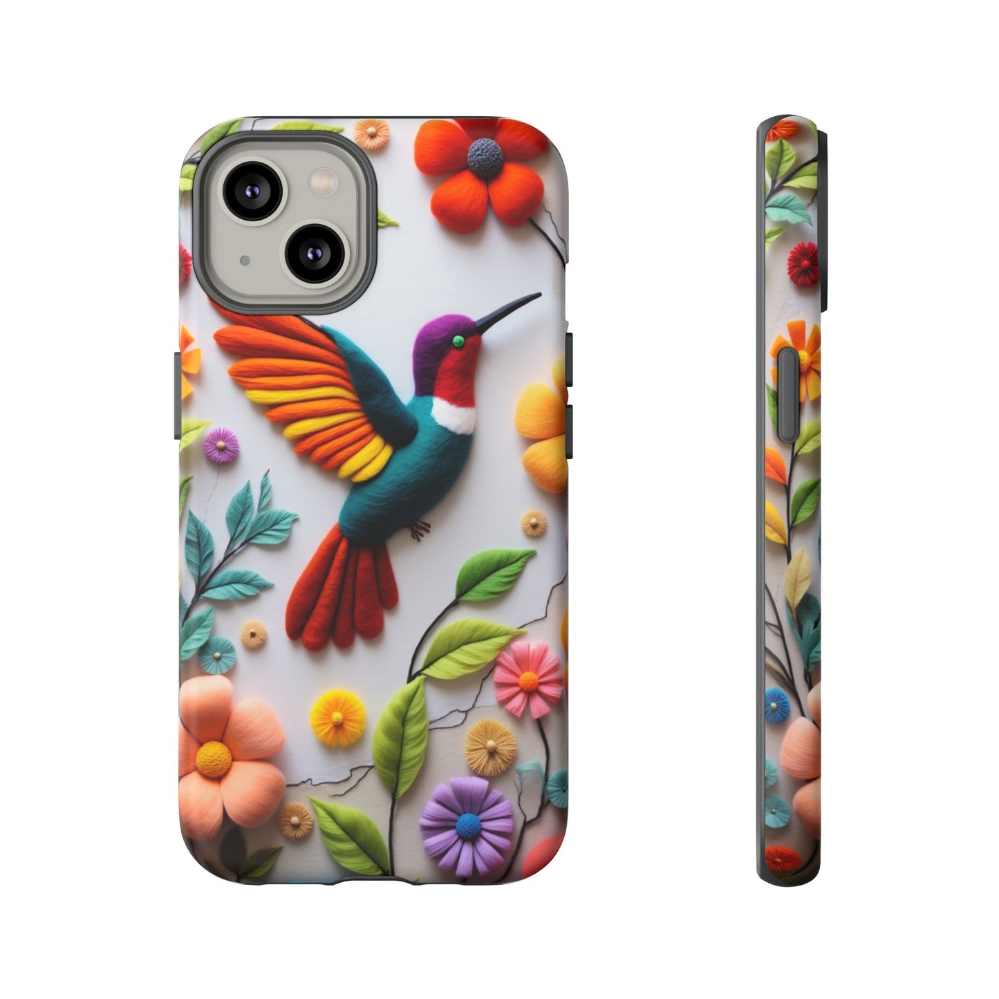 Embroidered Hummingbird with Floral Design | Nature's Elegant Stitch | iPhone 16 Pro
