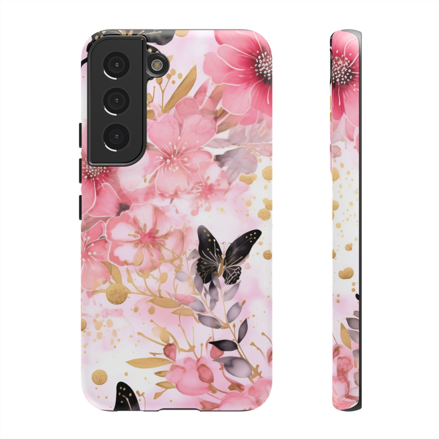 Pink Blossom & Gold Butterfly Mobile Case