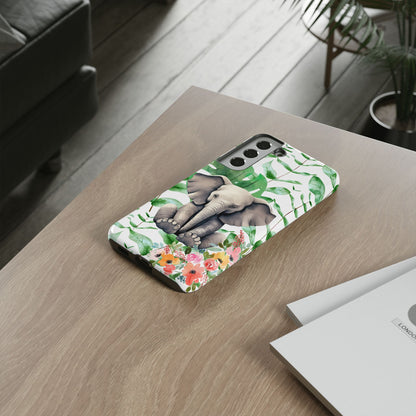 Cute Baby Elephant Mobile Cover – Floral & Tropical Aesthetic