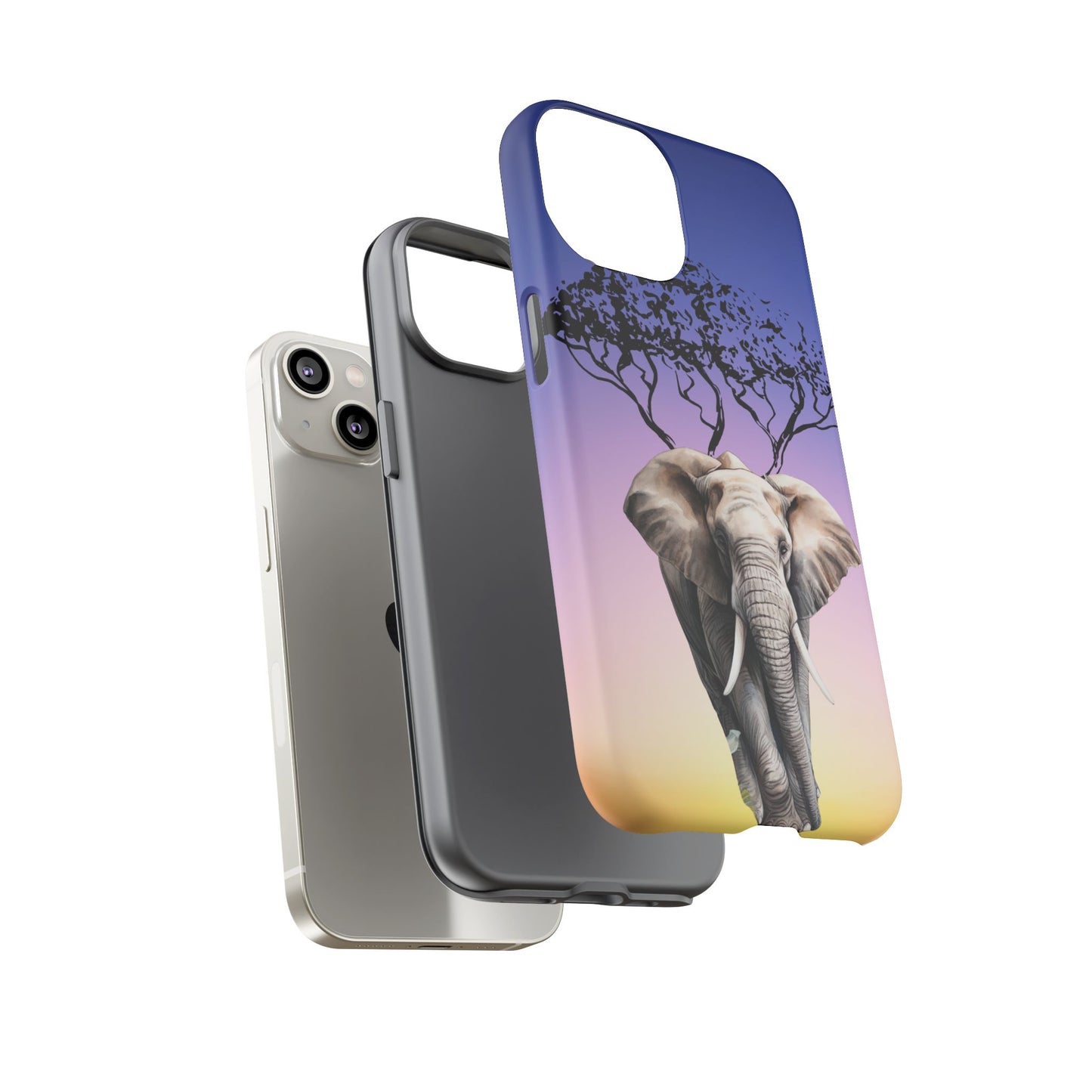 Surreal Elephant Tree Mobile Cover – Dreamy Sunset Fantasy