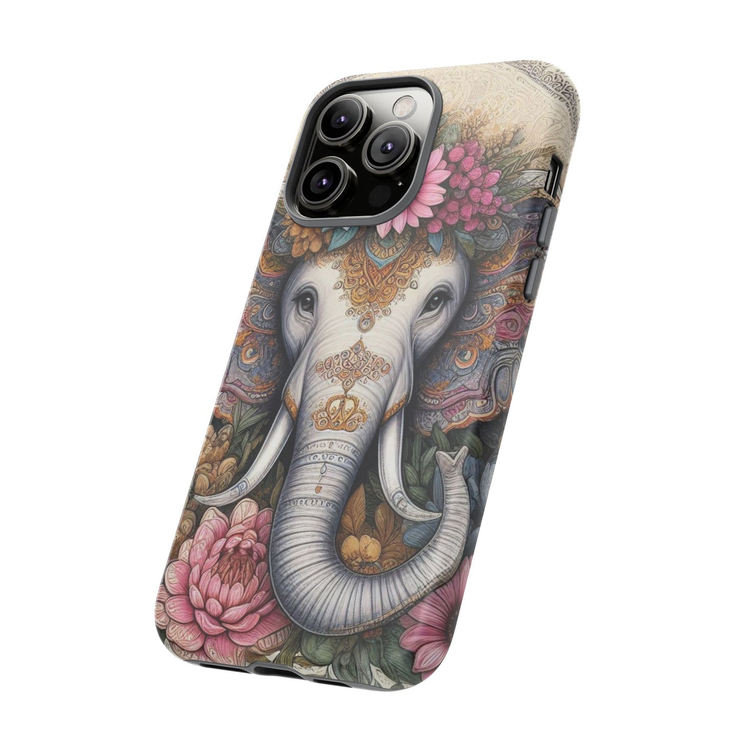 Elegant Floral Elephant Mobile Cover – Royal Mandala Art